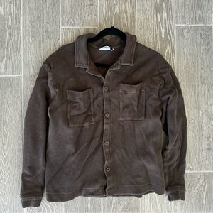 Mens asos dark brown ribbed long sleeve shacket top size large